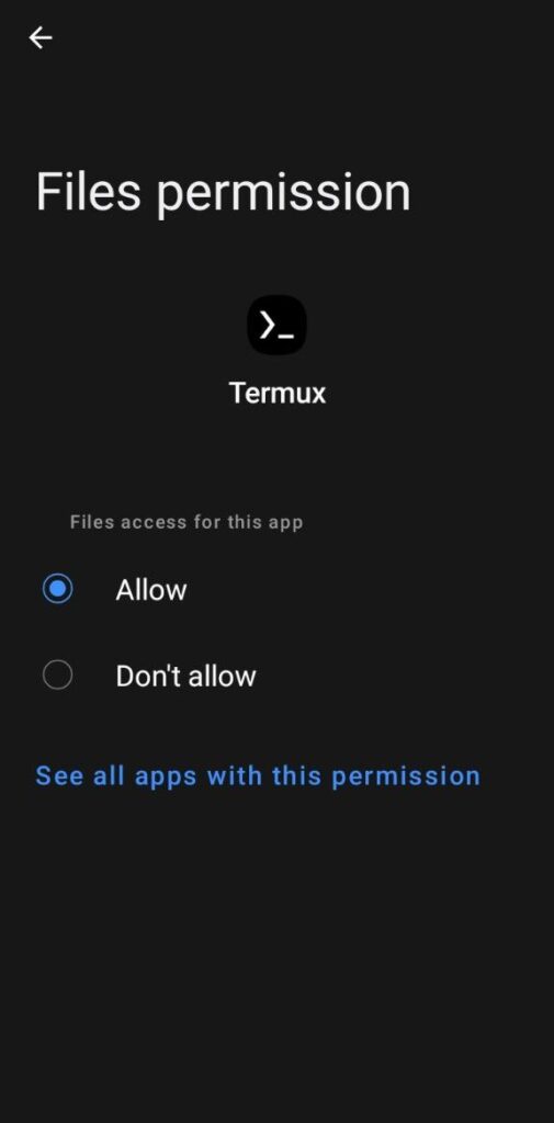 Allow files access dialog