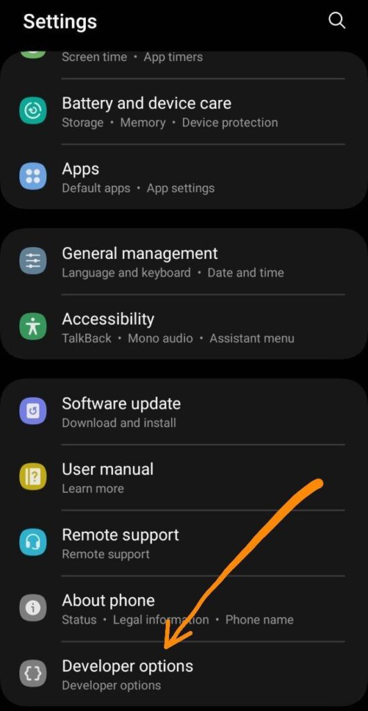 Enable Developer Options