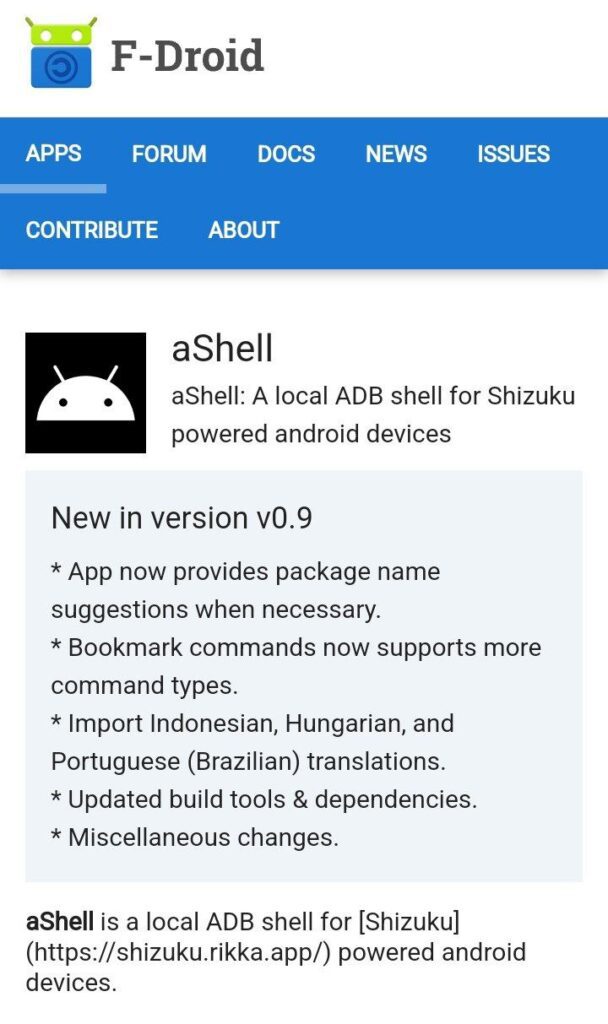 aShell on F-Droid